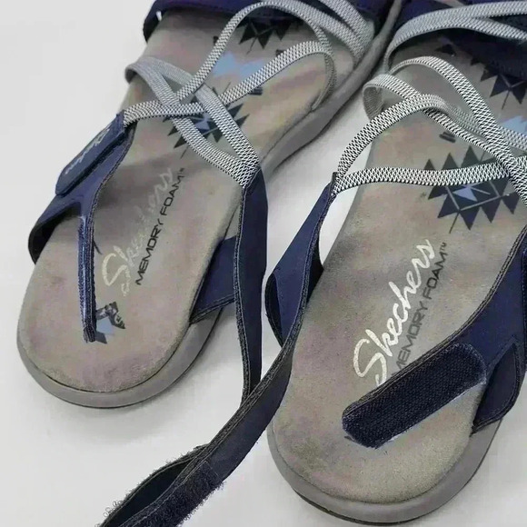 Skechers Womens Reggae Slim Takes Two Navy Blue Size 7 Super Light - Picture 10 of 12